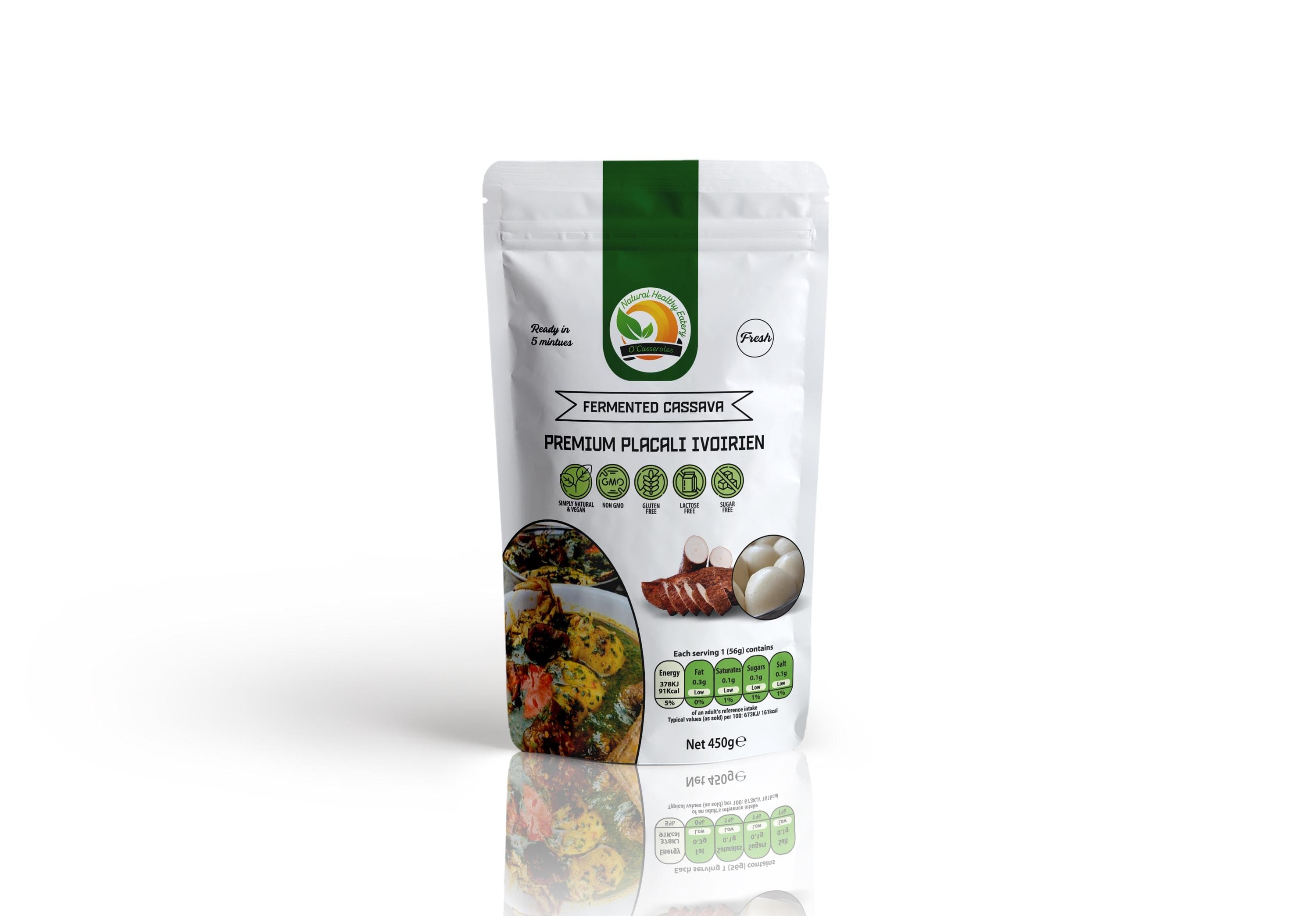 Packet of Fresh Placali Ivoirien, premium fermented cassava, net 450g